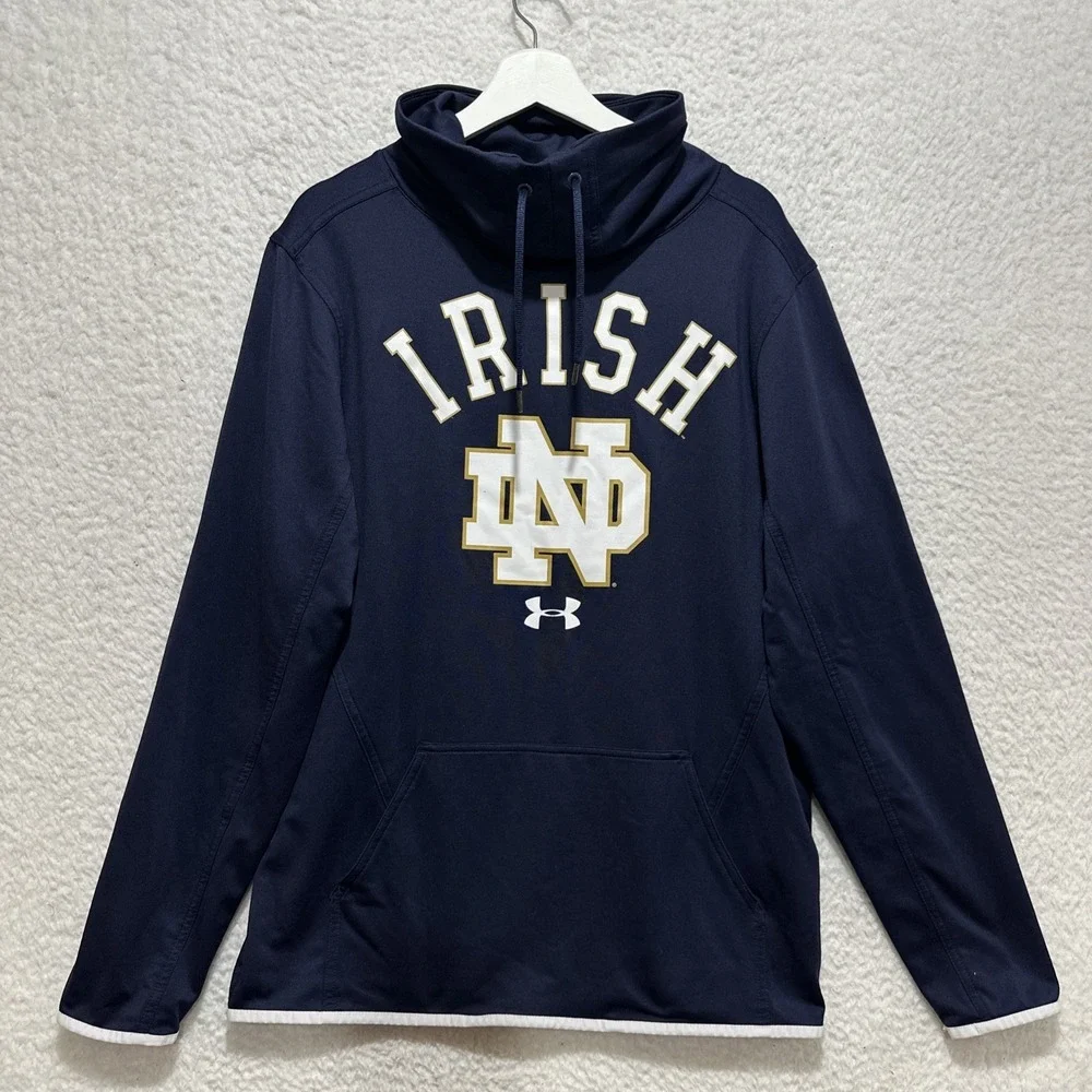 Under Armour Notre Dame Fighting Irish Funnel Men's Sz M Navy Blue NCAA Football